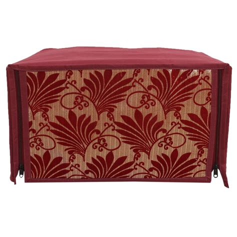 Kuber Industries Leaf Design Velvet Microwave Oven Cover - Maroon, 20 ...