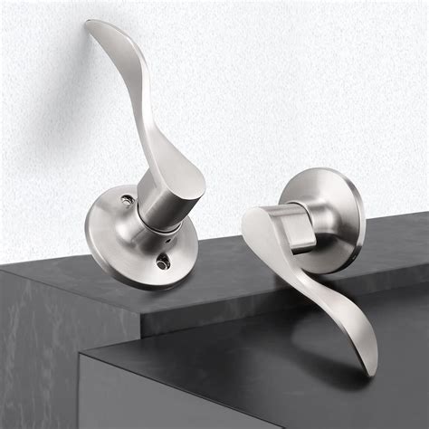 Buy GOBEKOR 5 Pack Brushed Nickel Passage Door Levers Interior Door ...