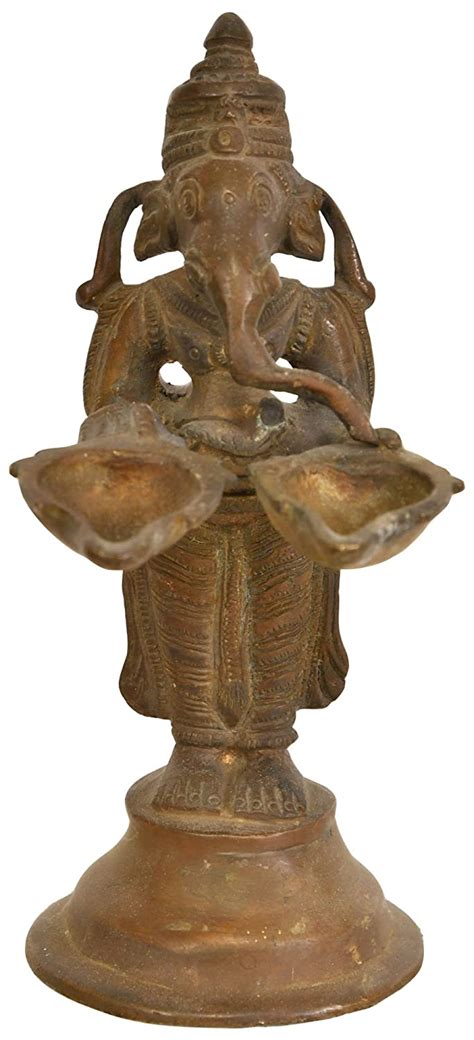 Buy Exotic India Lord Ganesha Twin Lamps - Brass Statue Online at Low ...