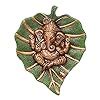Buy eCraftIndia Metal Golden Lord Ganesha on Green Leaf Wall Hanging ...