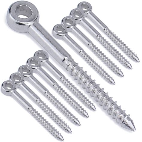 Buy Muzata 10Pack 2.9Inch Screw Eye Hook Eye Shape Screws Metal Hook ...