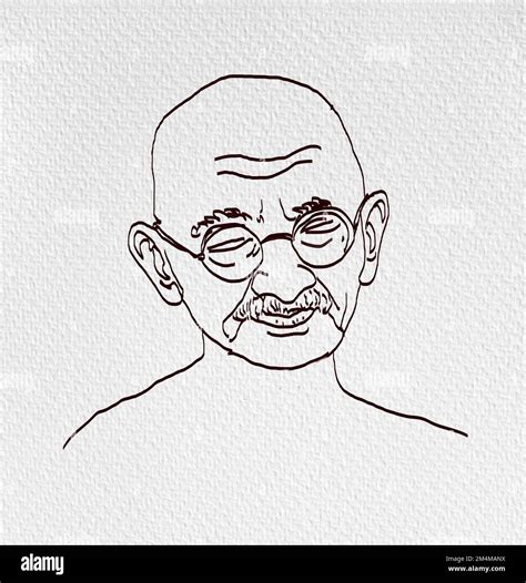 simple line drawing of Mahatma Gandhi, illustration of Mohandas Karamchand Gandhi or mahatma ...