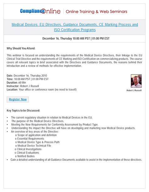 Medical Devices: EU Directives, Guidance Documents, CE Marking Process ...