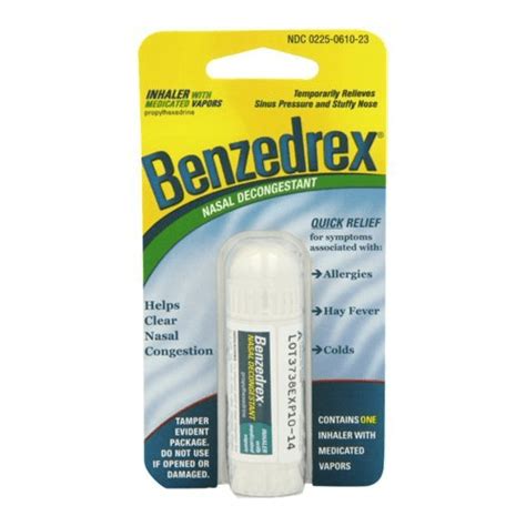 Buy Benzedrex Nasal Decongestant Inhaler With Medicated Vapors, 6-Pack ...