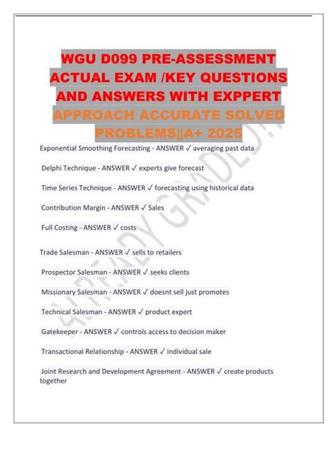 WGU D099 PRE-ASSESSMENT ACTUAL EXAM /KEY QUESTIONS AND ANSWERS WITH ...