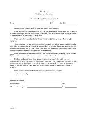 Fillable Online Intrauterine Device (IUD) RemovalIntrauterine device ...