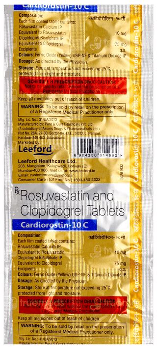Cardiorostin 10 C Tablet 10 - Uses, Side Effects, Dosage, Price | Truemeds