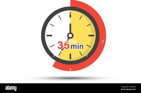 35 minutes on stopwatch icon in flat style. Clock face timer vector ...