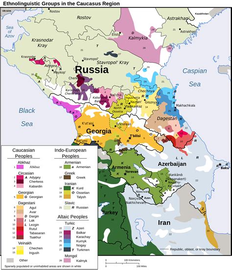 Map of the ethno-linguistic groups in the Caucasus region | Language map, Map, Historical maps