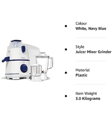 Havells Rigo Juicer Mixer Grinder, 500 Watt, 2 Jars|1.75 polycarbonate ...