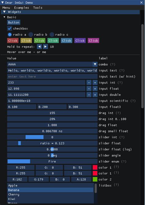 IMGUI Basic Menu 的图像结果
