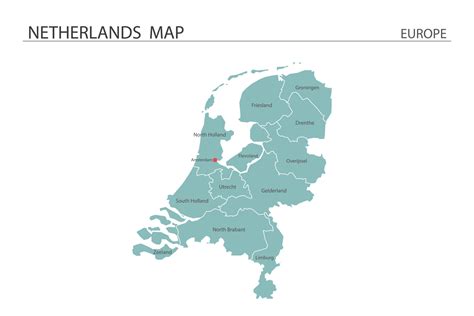 Netherlands map vector on white background. Map have all province and mark the capital city of ... - capital city of holland