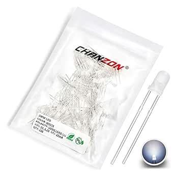 Buy CHANZON 100 pcs 3mm White Diffused LED Diode Lights (Frosted Lens ...