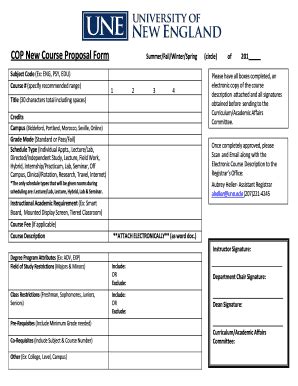 Fillable Online une COP New Course Proposal Form Summer/Fall/Winter ...