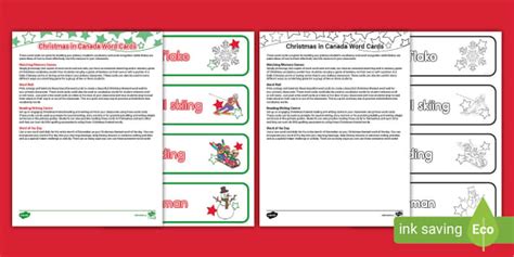 Christmas in Canada Word Cards - Grades K-3