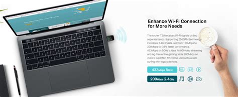 TP-Link Archer T2U AC600 USB 2.0, 433 Mbps WiFi Wi-Fi Speed Wireless ...