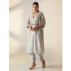 Black Embroidered Cotton Lurex Co-ord Set- Set of 2