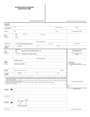 Australian Standard Transfer Form - Fill and Sign Printable Template Online
