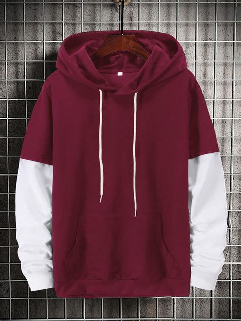 Men Two Tone Drawstring Hoodie | Hoodie outfit men, Aesthetic clothes ...