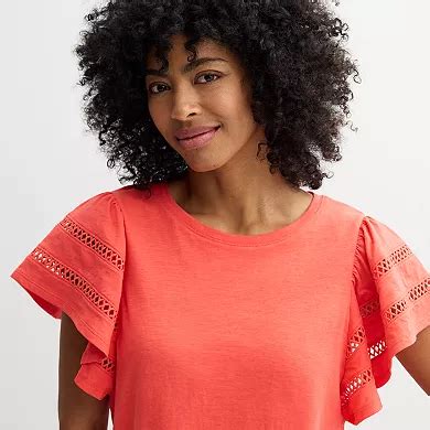 Women's Sonoma Goods For Life® Crochet Flutter Sleeve Top