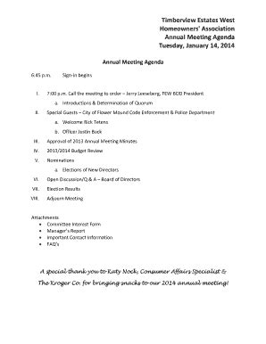 Hoa Annual Meeting Agenda Template - Fill and Sign Printable Template ...