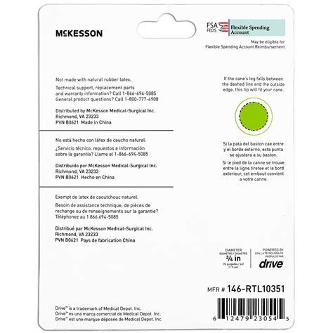 Buy McKesson Black 4-Point Cane Tip, Self-Standing, 3/4 in Diameter, 1 ...