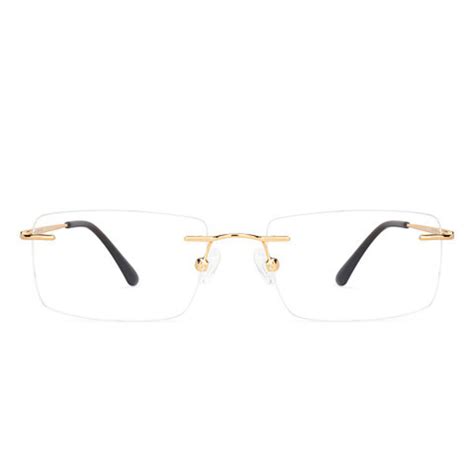 Titanium Golden Rimless Eyeglasses Frame