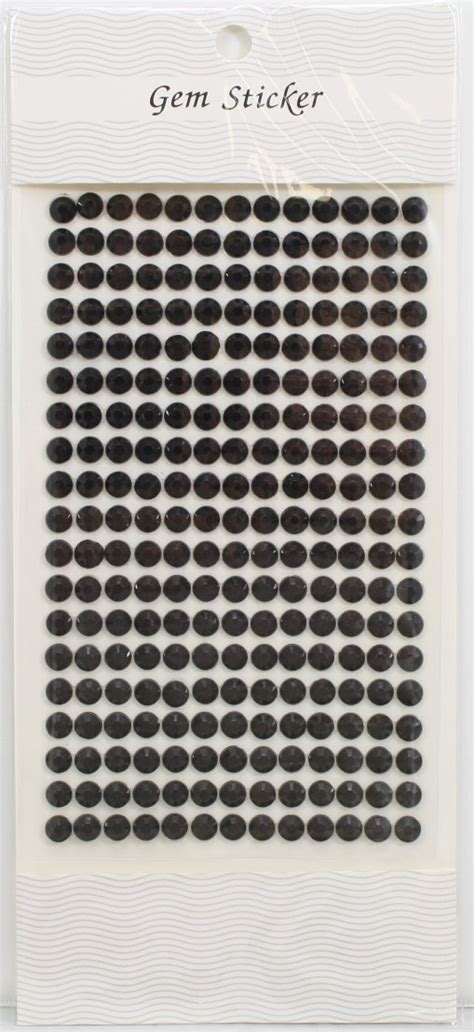 Kel-Toy Round Rhinestone Stickers, 6mm, 247 Pieces Per Sheet, Black ...