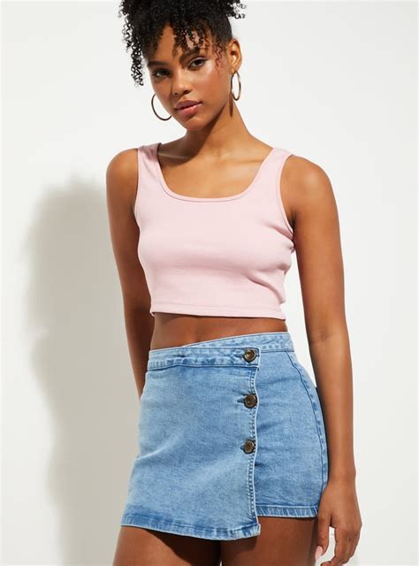 Buy URB_N Women Ribbed Tank Crop Top Online at just Rs. 299.0 ...