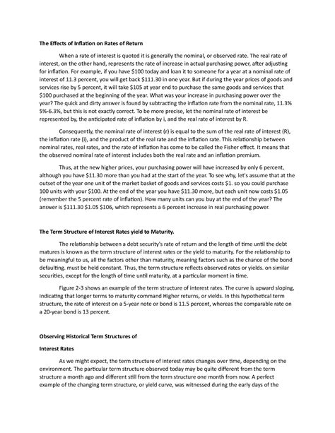 The Effects of Inflation on Rates of Return - The real rate of interest, on the other hand ...