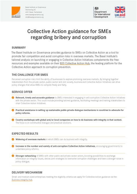 SME guidance services | Basel Institute on Governance
