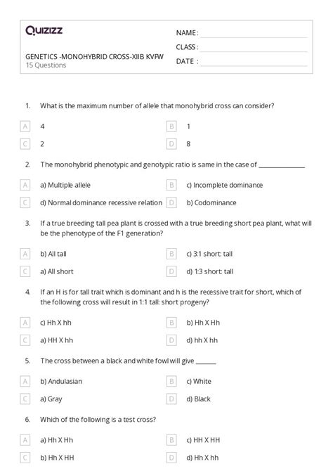 50+ genetics vocabulary dominant and recessive worksheets for 12th ...