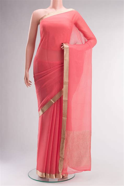Coral Mysore Chiffon Saree – Nalli Silk Sarees Pvt Ltd