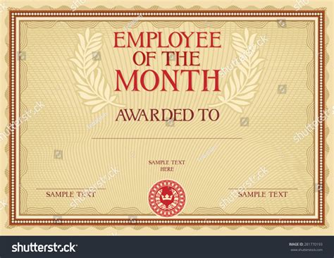 Employee Of The Month Award Certificate Template - Printable Calendar Template