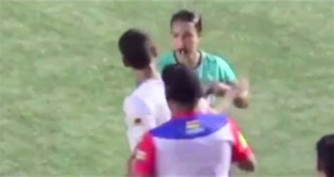 Footballer slaps female referee in the face after receiving red card
