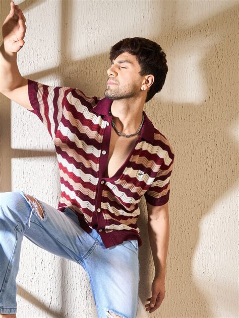 Navy Floral Knitted Shirt | Buy Men Shirts | Fugazee – FUGAZEE