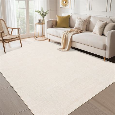 Qeetex 8 x 10 ft Polyester Beige Rectangular Living Room Bedroom Dining ...