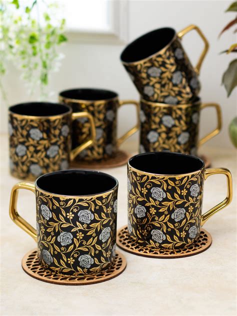 Buy Ebony Series Director Shape Coffee & Tea Mug Set of 6 Online – Clay ...