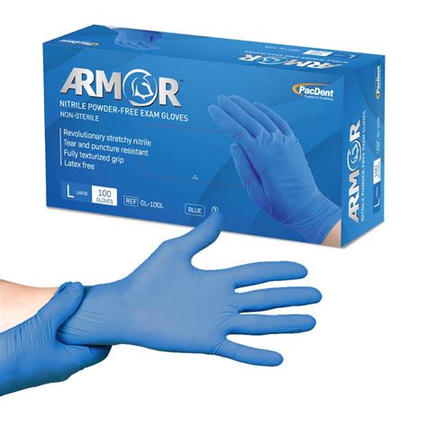 Pac-Dent Armor Nitrile Disposable Exam Gloves, Powder Free and Latex ...