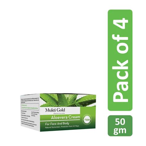 Mukti Gold Aloevera Cream 50gm Pack of 4 | For Acne | Sunburn | Anti ...