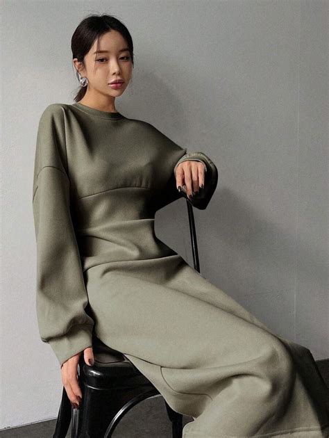 DAZY Drop Shoulder Split Hem Dress | SHEIN USA