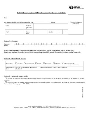 Fillable Online Re-KYC form (updation of KYC information) for Resident ...