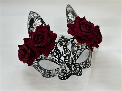 Womens Bunny Mask Black Roses Red – Masquerade Store