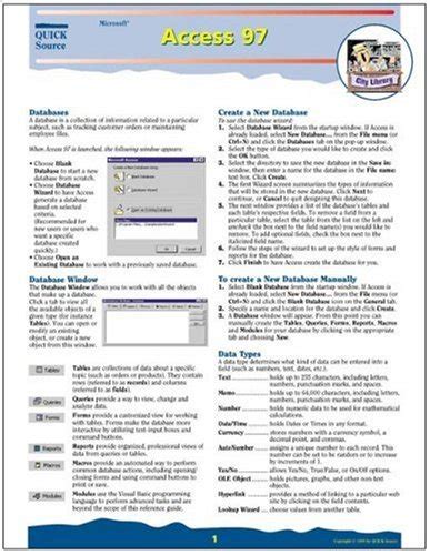 Microsoft Access 97 Quick Source Guide : Quick Source: Amazon.in: Books