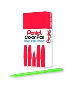 Pentel Arts Color Pen, Light Green, Box of 12 (S360-111) : Amazon.in ...