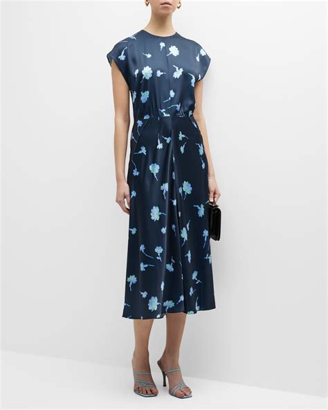 Tadashi Shoji Embroidered Cap-Sleeve Midi Dress | Neiman Marcus