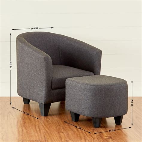 Buy Seaford Fabric 1-Seater Sofa Chair with Ottoman - Grey from Home ...