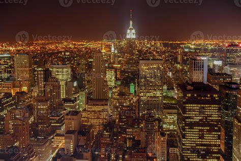Manhattan New York night view panorama cityscape from Rockefeller ...