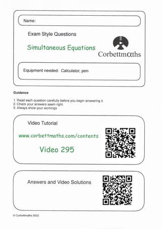 Image result for Simultaneous Equations with Answers