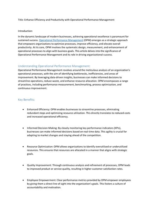 Image result for Operation Performance Slide Example